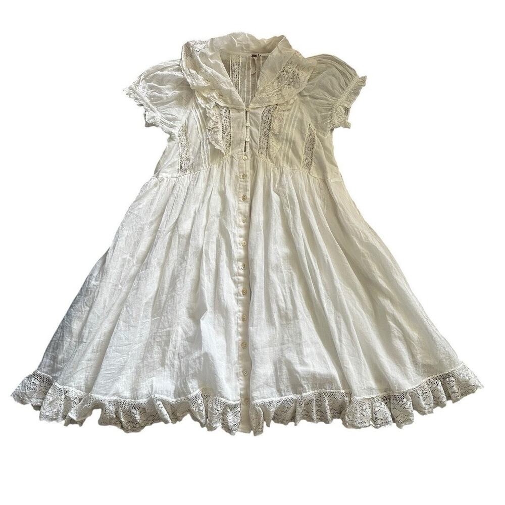 Free People Sunkissed Mini Dress Women's Size Medium 100% Cotton Ivory - Picture 4 of 11